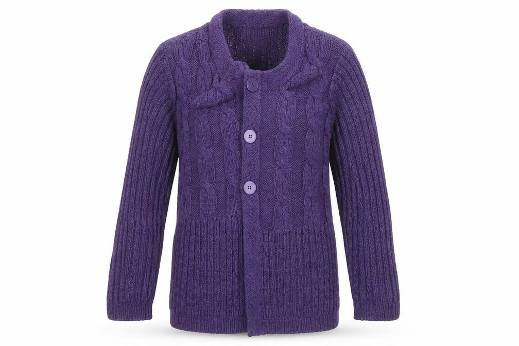 Classics Womens Purple Round Neck  Acrylic Cardigan Jumper Size M