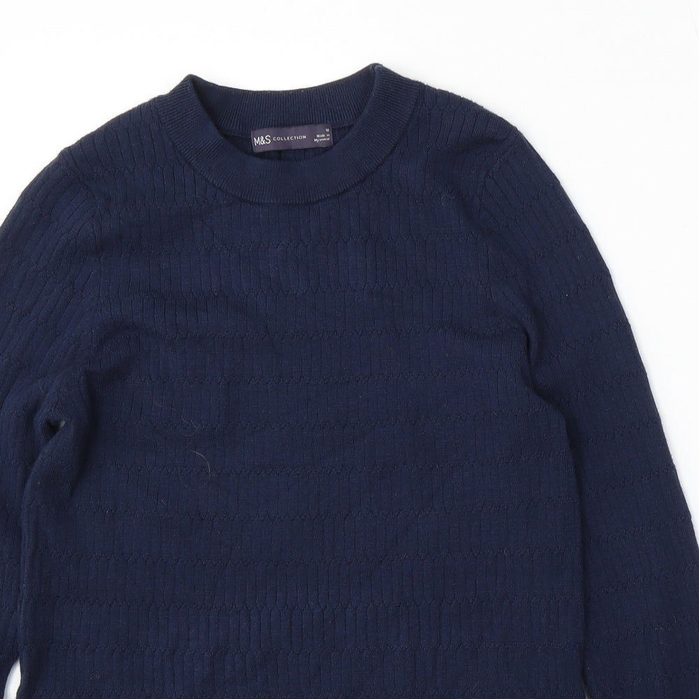 Marks and Spencer Womens Blue Round Neck  Viscose Pullover Jumper Size 12