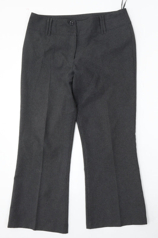 Papaya Womens Grey  Polyester Trousers  Size 12 L29 in Regular