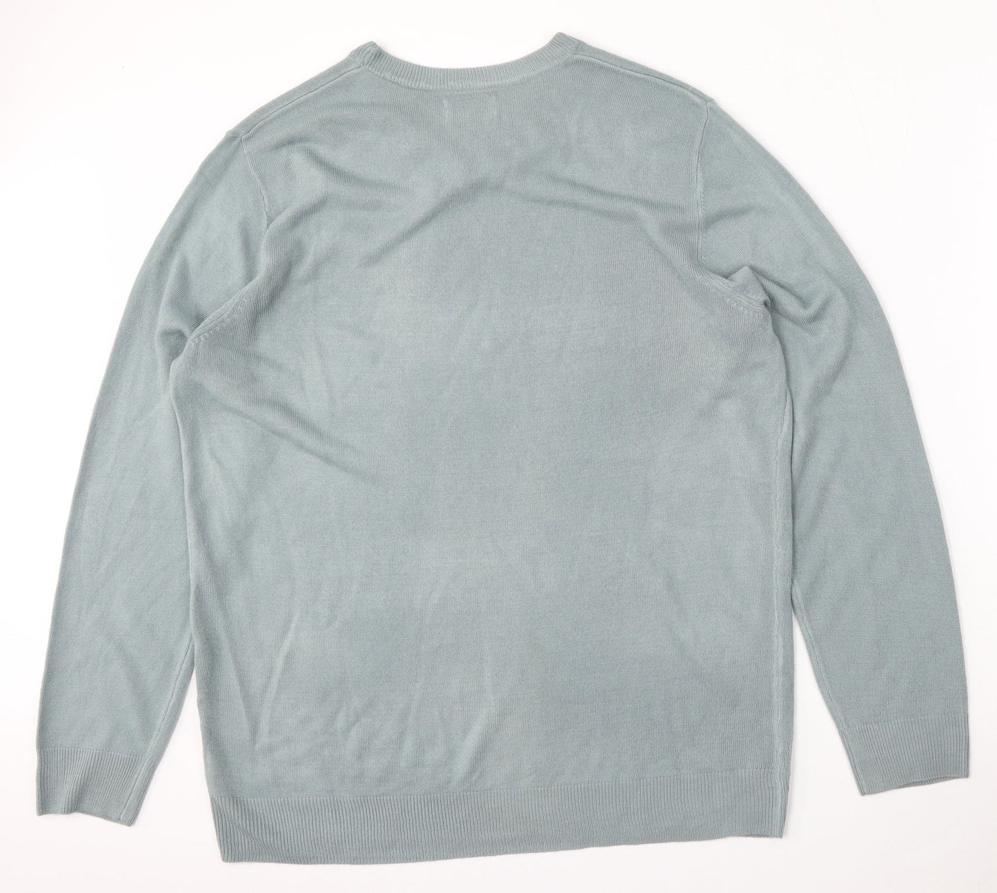Papaya Womens Blue Round Neck  Acrylic Pullover Jumper Size XL