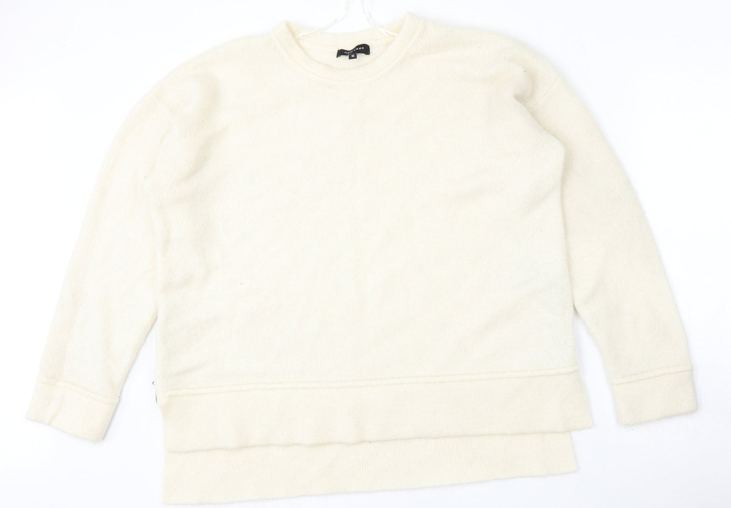 New Look Womens Beige Round Neck  Acrylic Pullover Jumper Size 16
