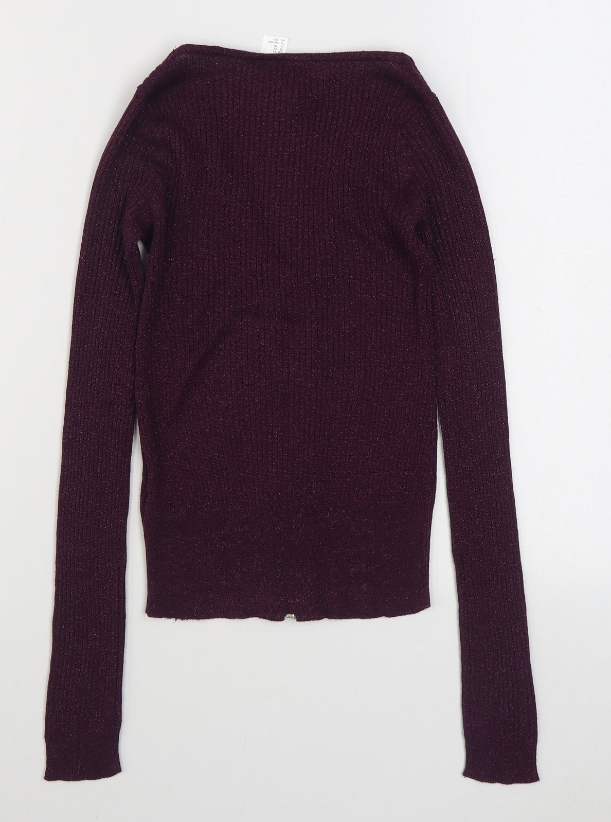 H&M Womens Purple V-Neck  Viscose Pullover Jumper Size XS