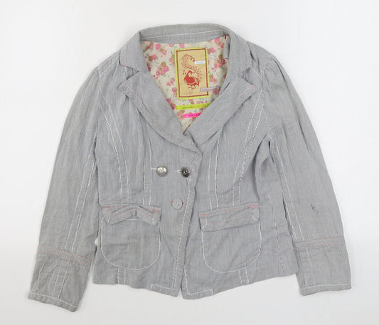 Rive Island Womens Blue Striped  Jacket Blazer Size 12  Button