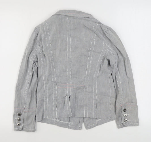 Rive Island Womens Blue Striped  Jacket Blazer Size 12  Button