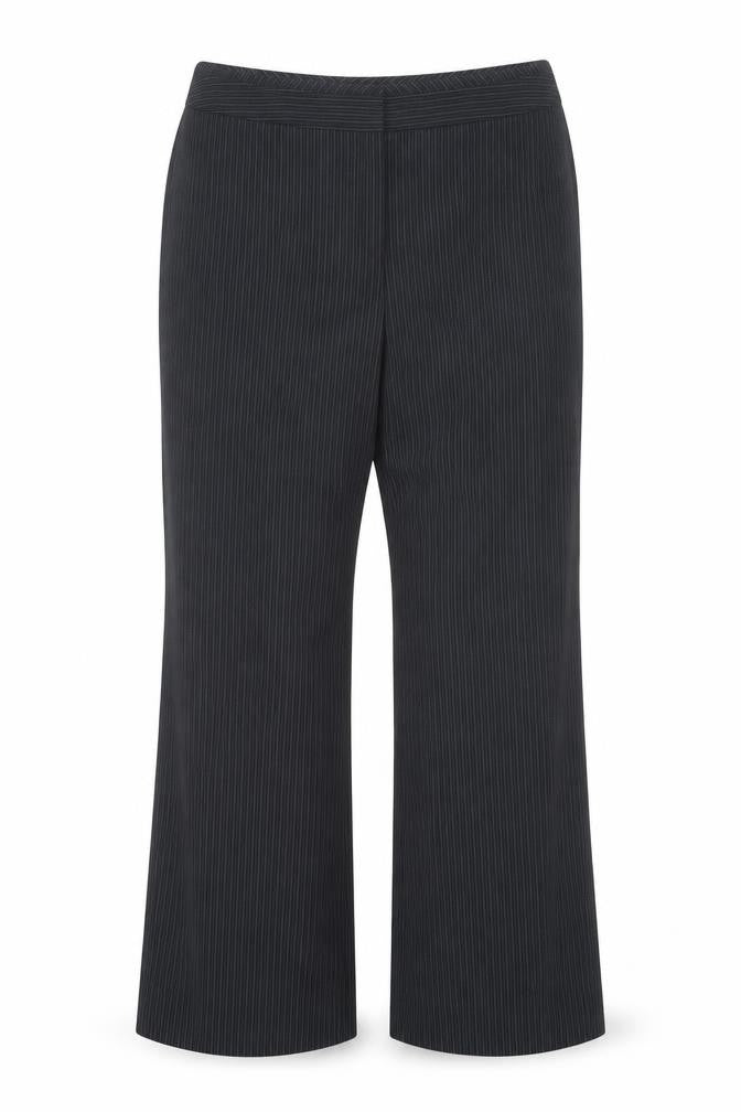 F&F Womens Black Striped Polyester Trousers  Size 16 L28 in Regular Hook & Eye