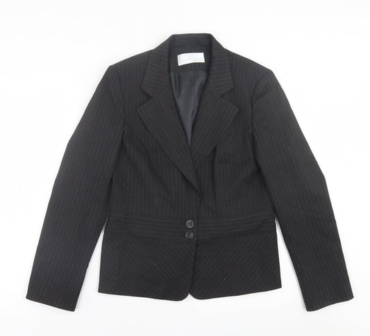 AMARANTO Womens Black Striped  Jacket Blazer Size 12  Button