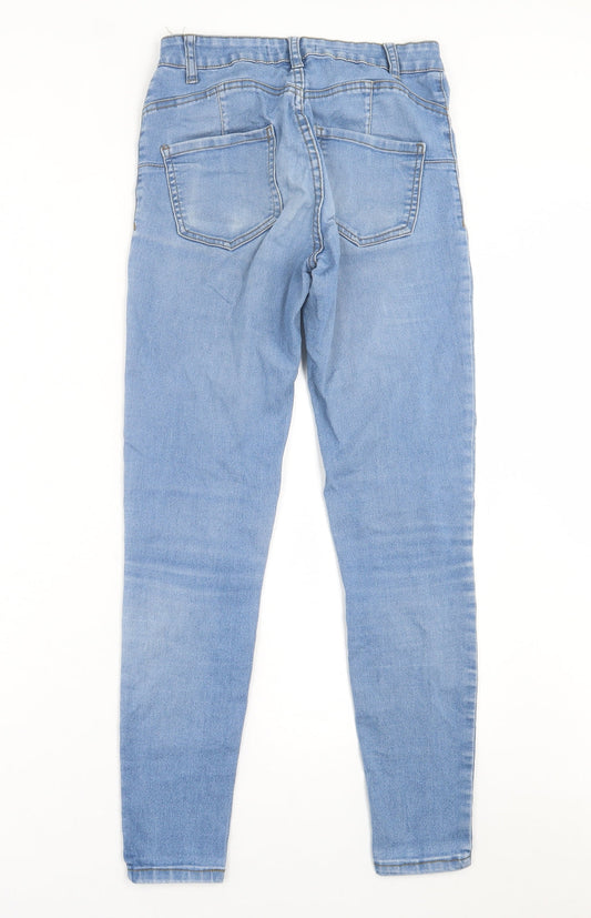 Denim & Co. Womens Blue  Cotton Skinny Jeans Size 10 L28 in Regular Button