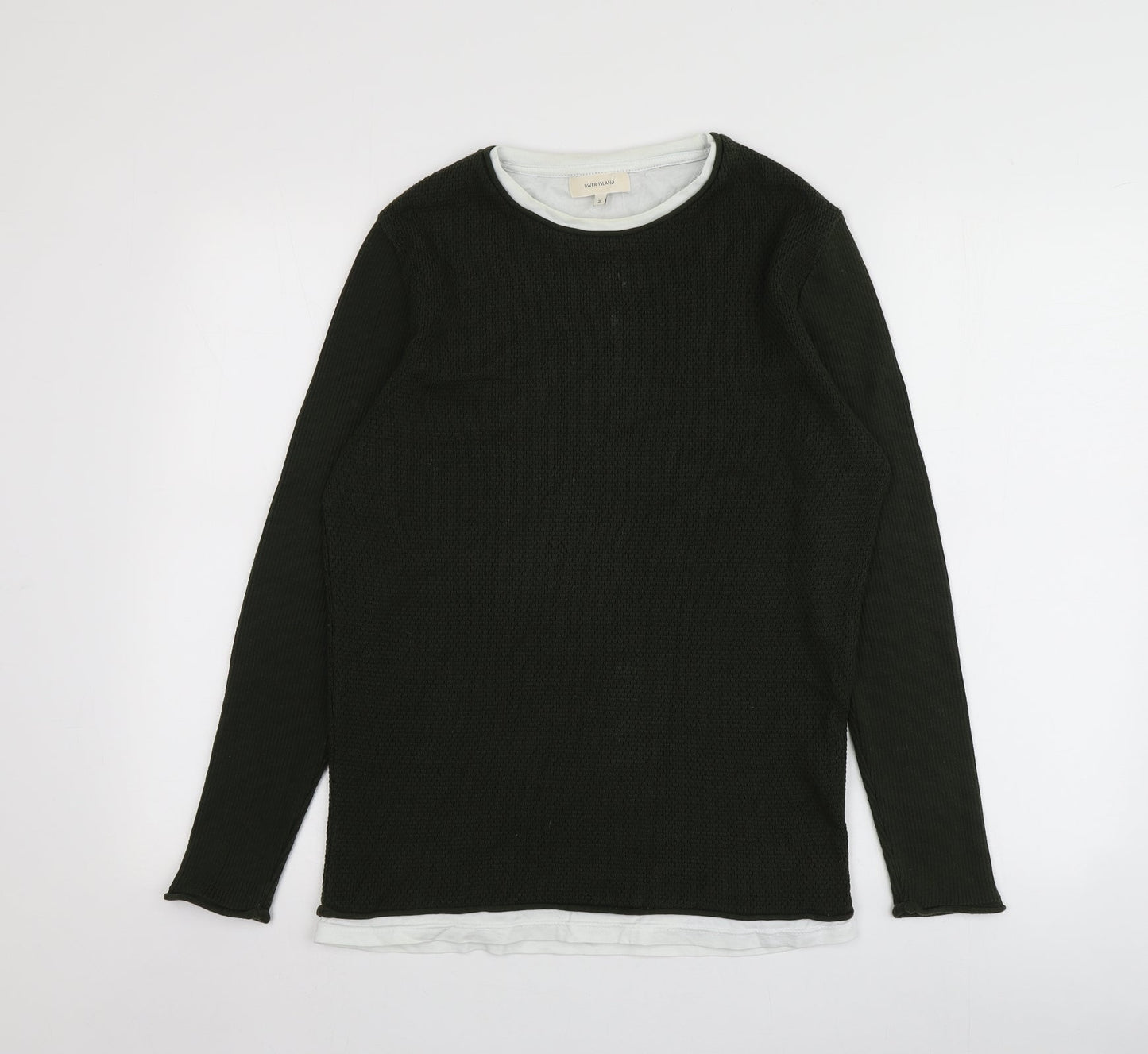 River Island Womens Green  Acrylic Basic T-Shirt Size S Round Neck