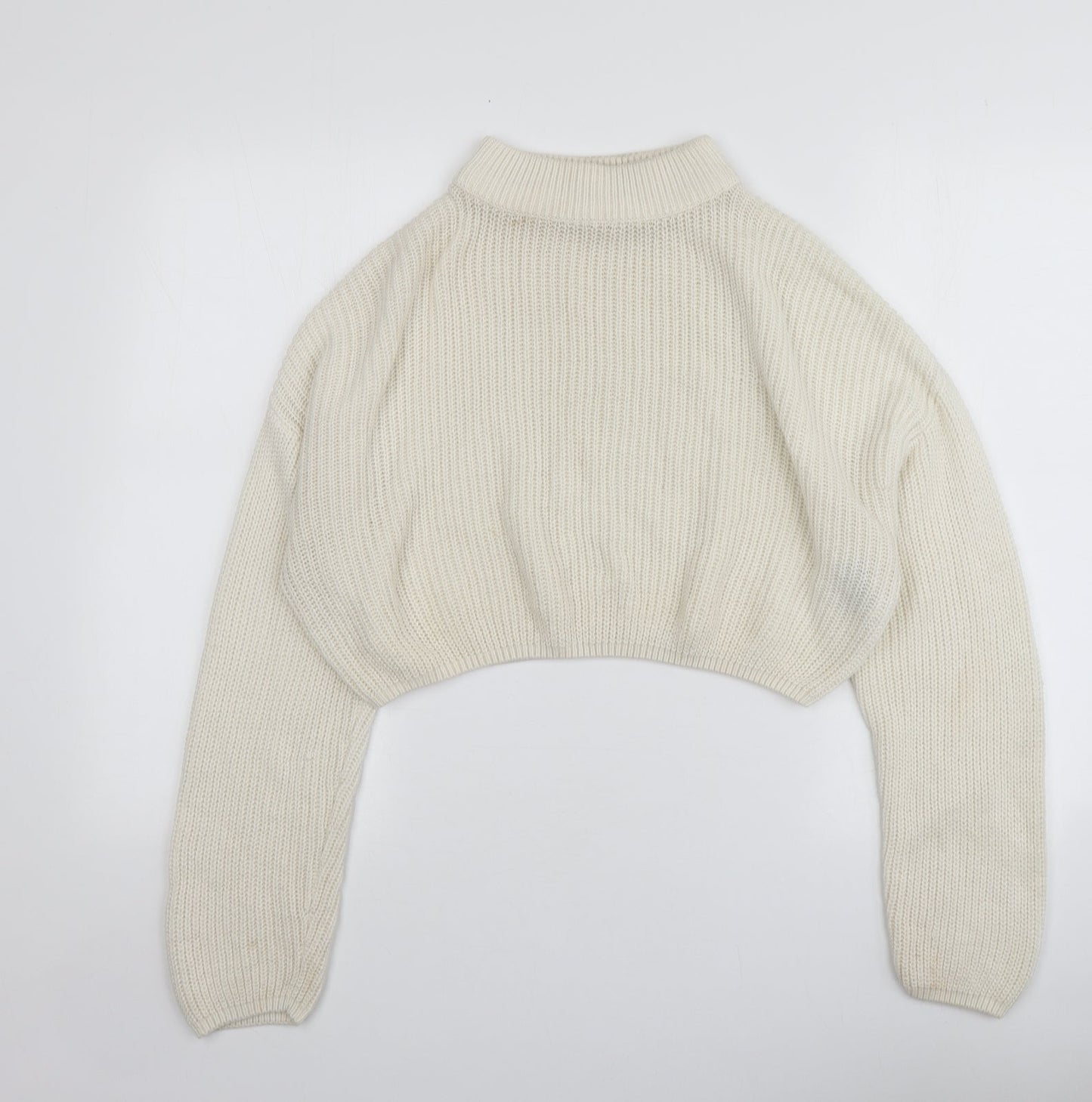 H&M Womens Ivory Round Neck  Acrylic Pullover Jumper Size M