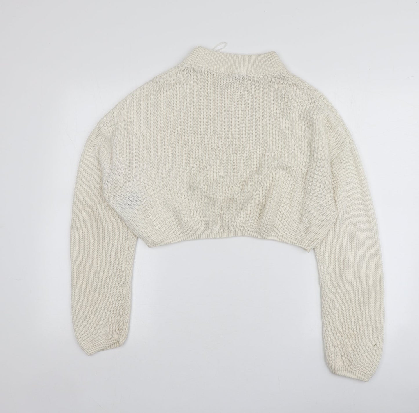 H&M Womens Ivory Round Neck  Acrylic Pullover Jumper Size M