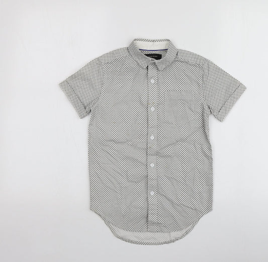River Island Boys White Polka Dot Cotton Basic Button-Up Size 6 Years Collared