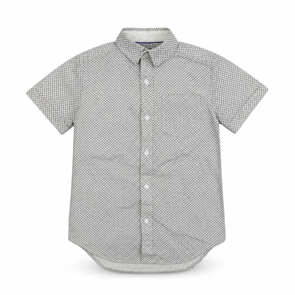 River Island Boys White Polka Dot Cotton Basic Button-Up Size 6 Years Collared
