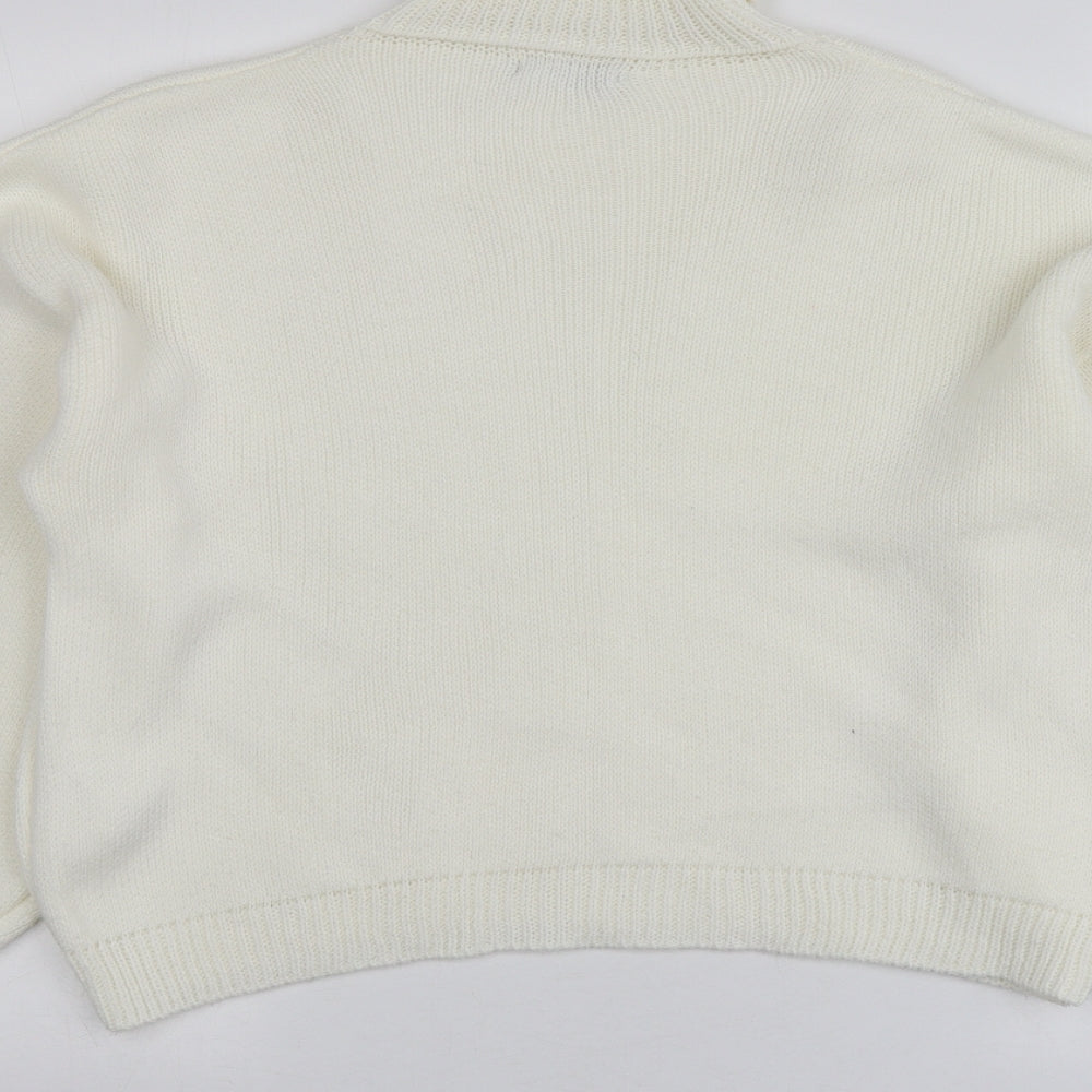 Saw It First Womens Ivory Roll Neck  Acrylic Pullover Jumper Size M