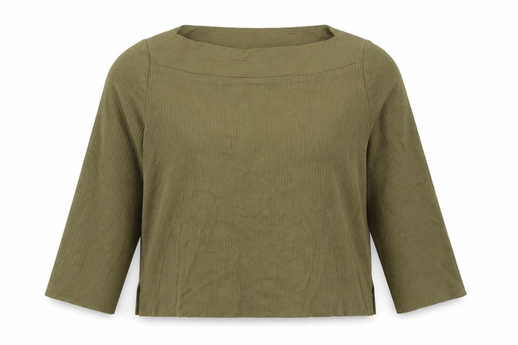 Zara Womens Green  Cotton Cropped T-Shirt Size S Square Neck