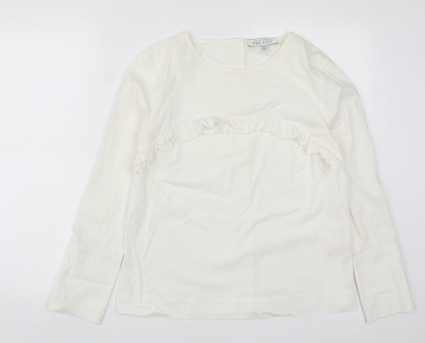 Carolyn Donnelly Womens White  Cotton Basic Blouse Size 12 Round Neck