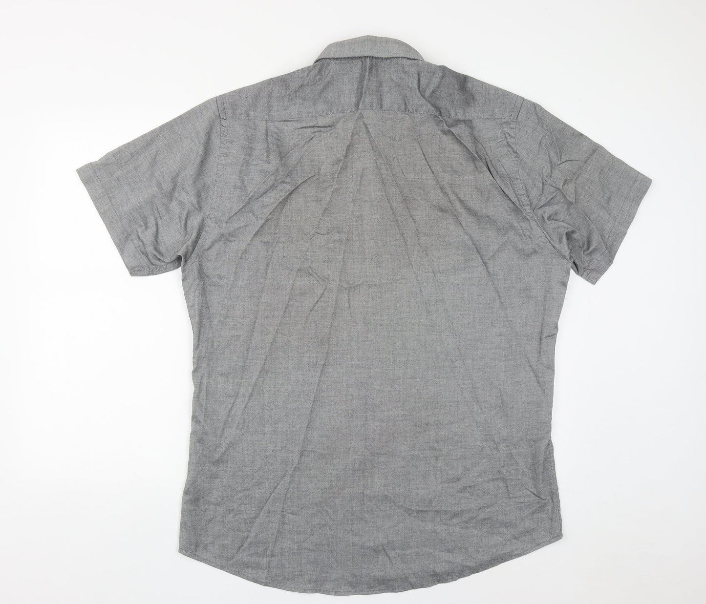 Cedar Wood State Mens Grey  Cotton  Button-Up Size 17 Collared Button