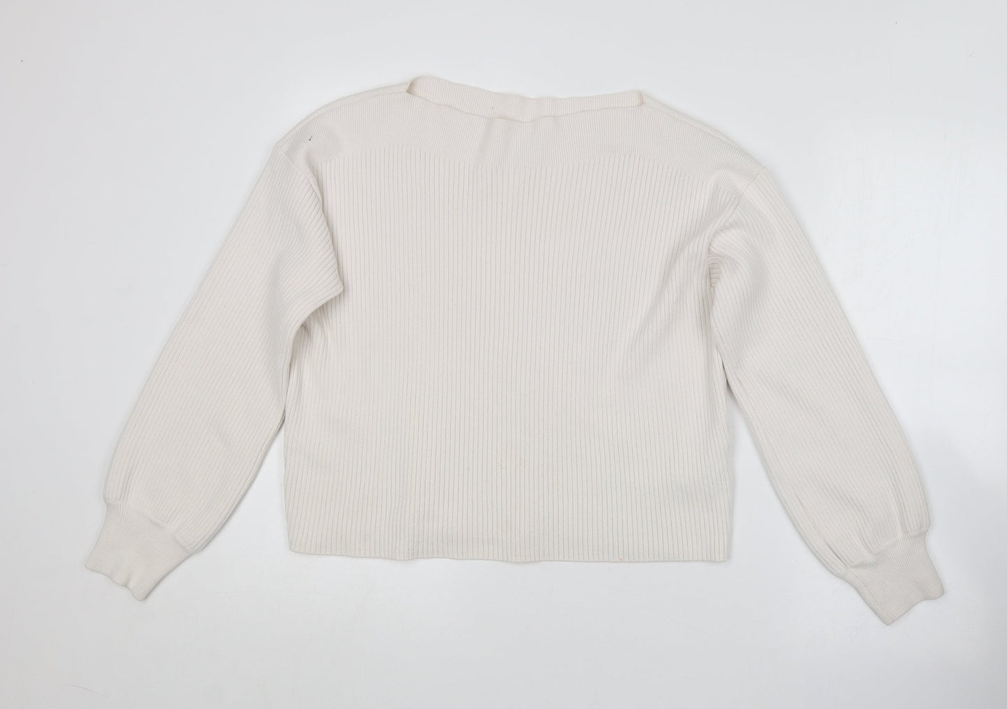 Topshop Womens White Boat Neck  Acrylic Pullover Jumper Size S