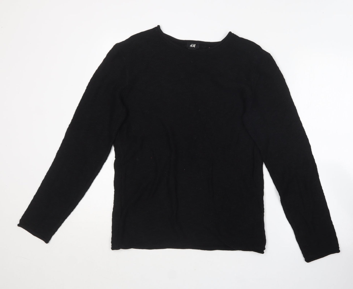 H&M Womens Black Round Neck  Cotton Pullover Jumper Size S
