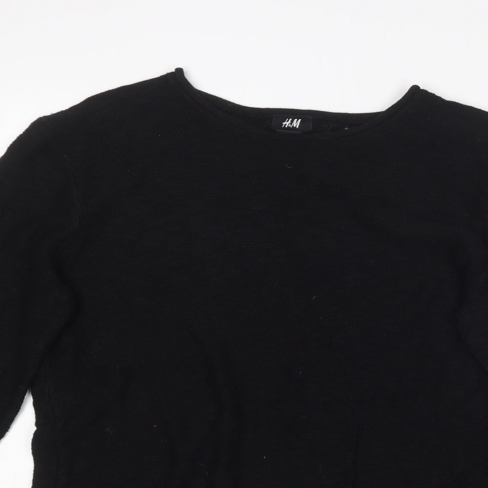 H&M Womens Black Round Neck  Cotton Pullover Jumper Size S