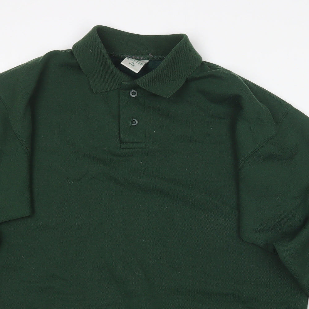 Whytes Mens Green Collared  Acrylic Pullover Jumper Size S