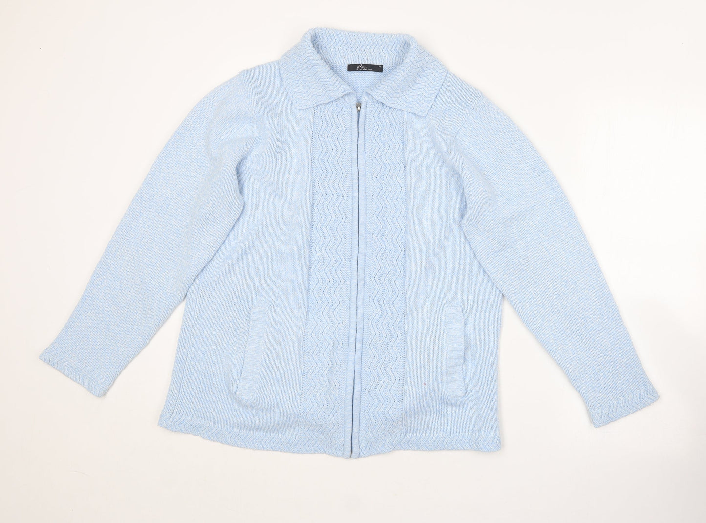 BM collection Womens Blue Collared  Polyester Full Zip Jumper Size M