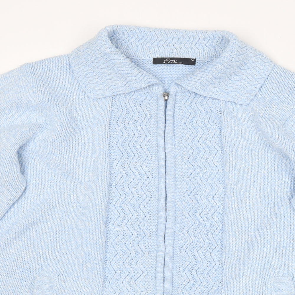 BM collection Womens Blue Collared  Polyester Full Zip Jumper Size M