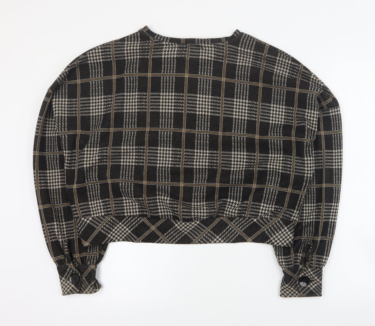 Stradivarius Womens Brown Round Neck Plaid Polyester Pullover Jumper Size L