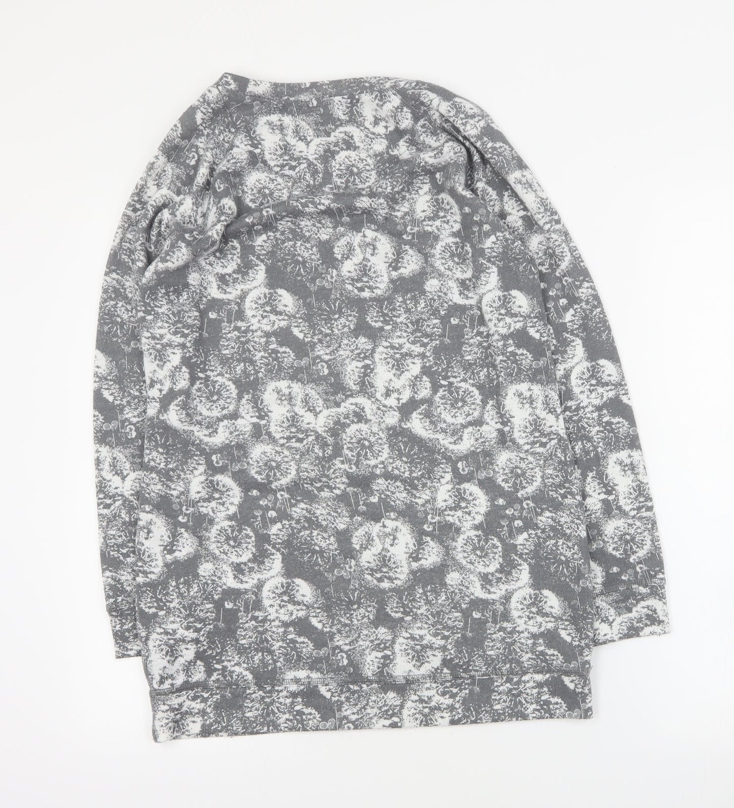 Marks and Spencer Womens Grey Round Neck Floral Polyester Pullover Jumper Size 10