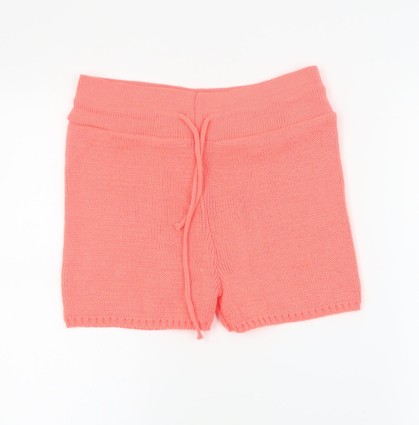 SheIn Womens Orange  Acrylic Paperbag Shorts Size M  Regular Drawstring