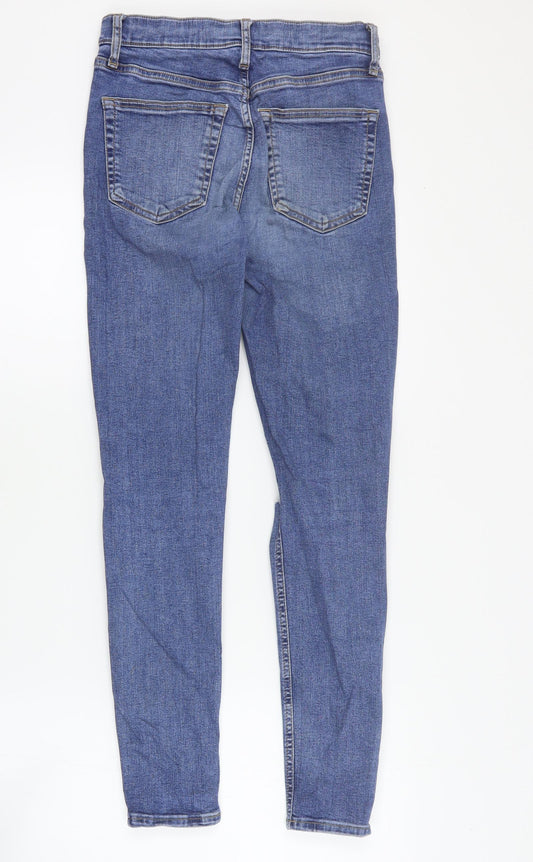 Topshop Womens Black  Cotton Skinny Jeans Size 28 in L28 in Regular Zip