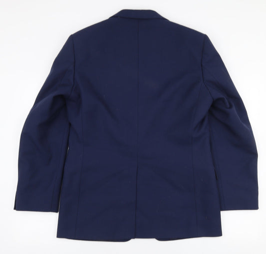 Preworn Mens Blue  Polyester Jacket Suit Jacket Size 38