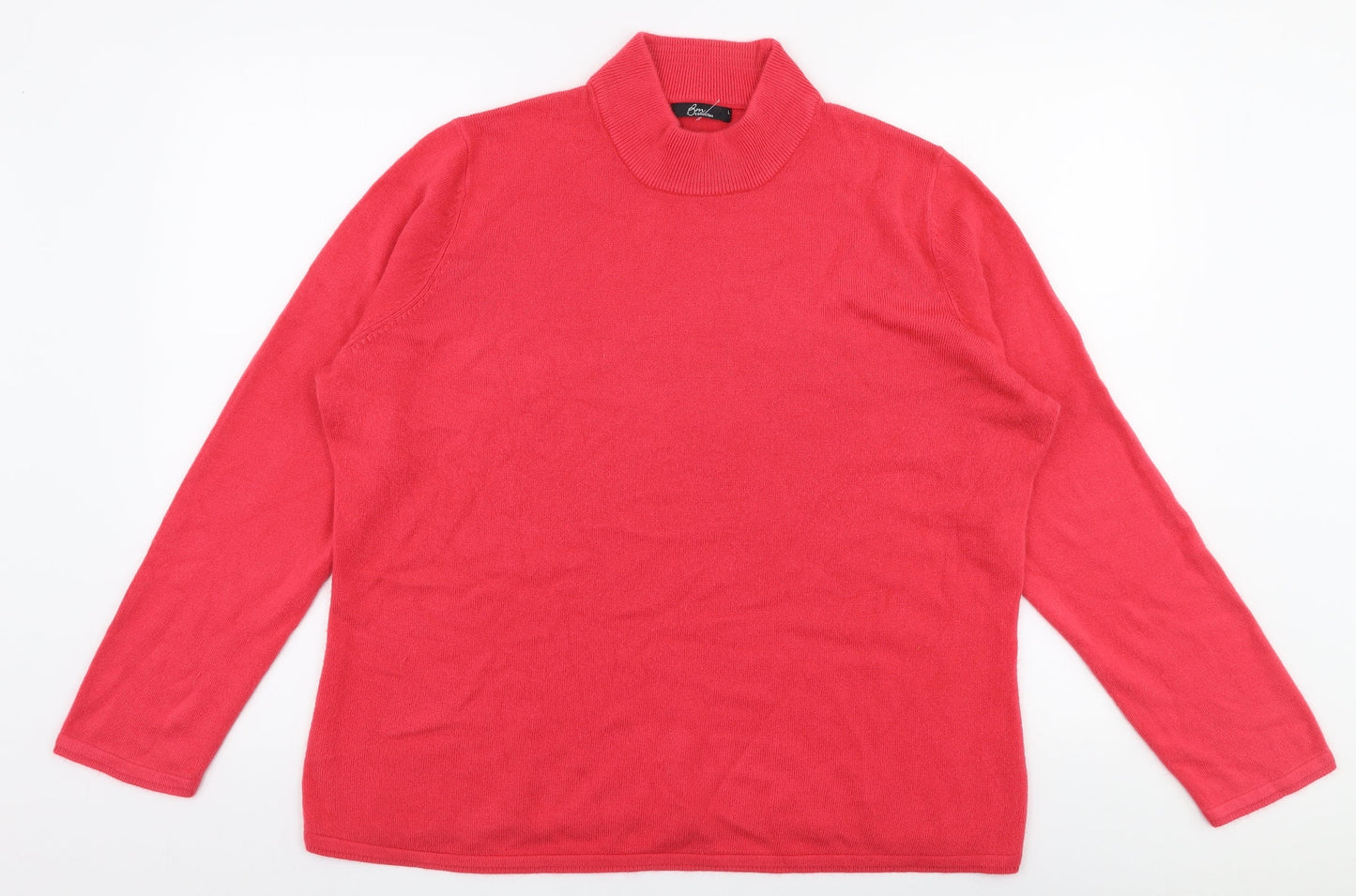 BM Womens Pink High Neck  Acrylic Pullover Jumper Size L