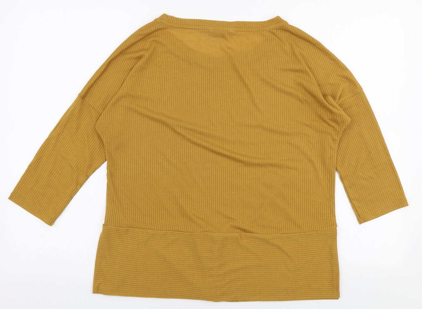 Marks and Spencer Womens Yellow  Polyester Jersey T-Shirt Size M Round Neck