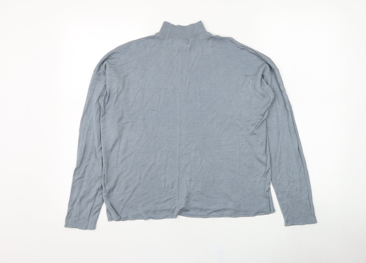 H&M Womens Blue Mock Neck  Viscose Pullover Jumper Size S