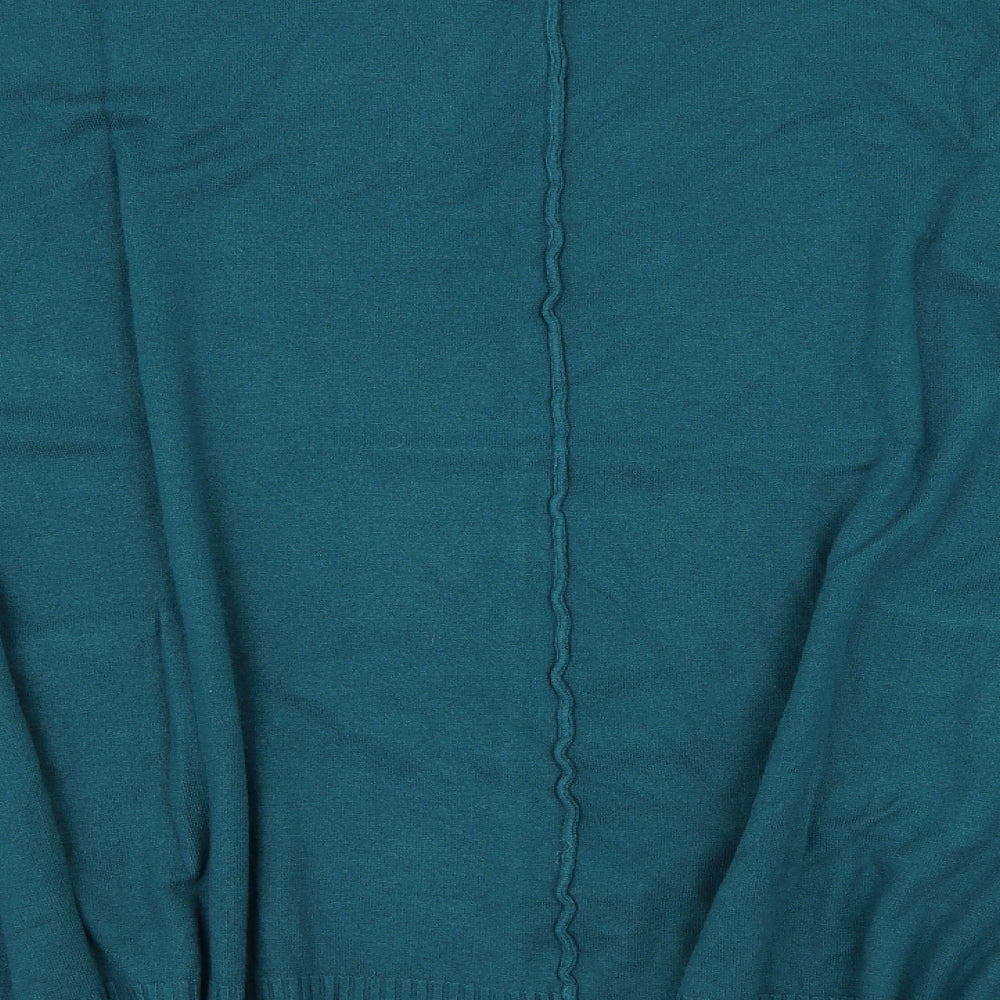 M & V Womens Green Round Neck  Polyester Cape Jumper Size L