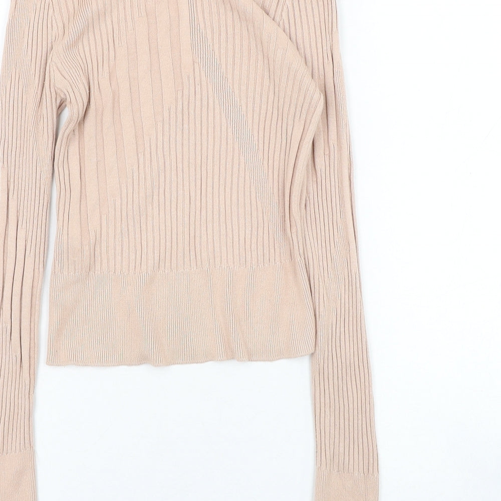 Topshop Womens Beige Round Neck  Viscose Pullover Jumper Size 6