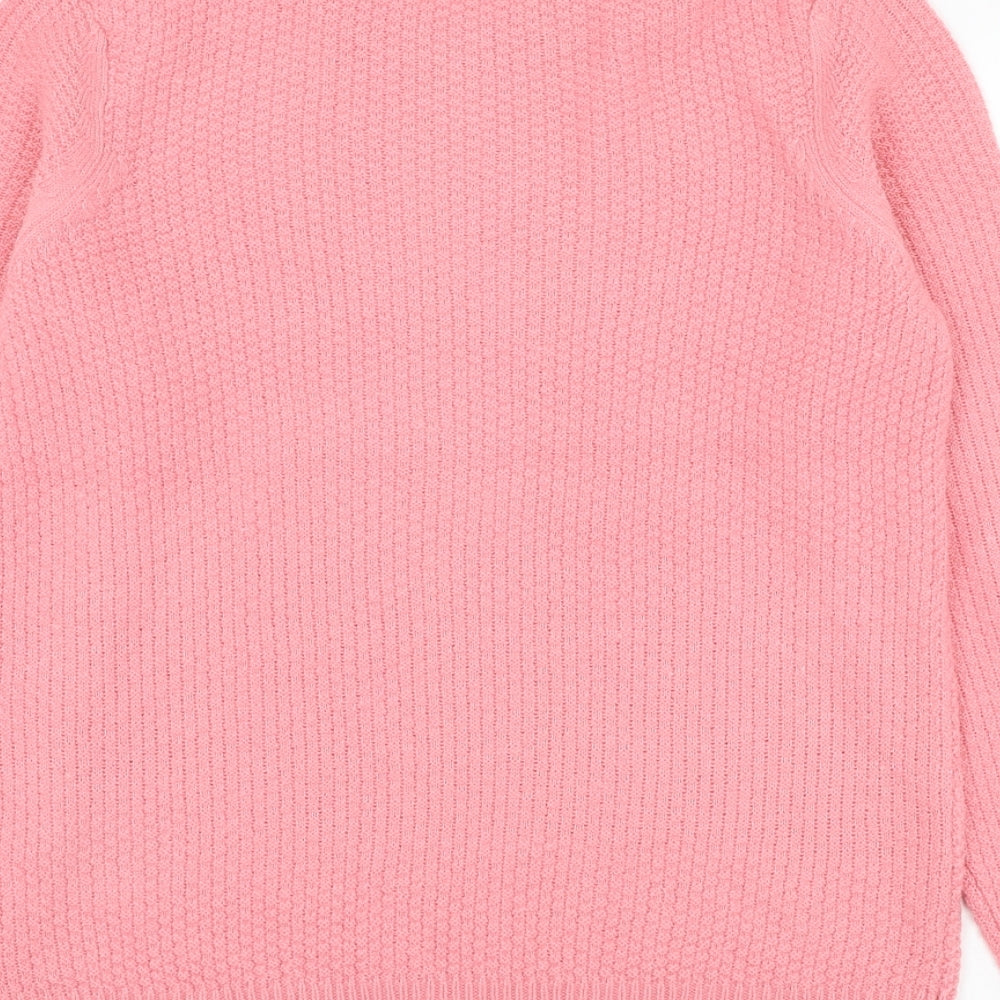 Amara Reya Womens Pink Round Neck  Acrylic Pullover Jumper Size S