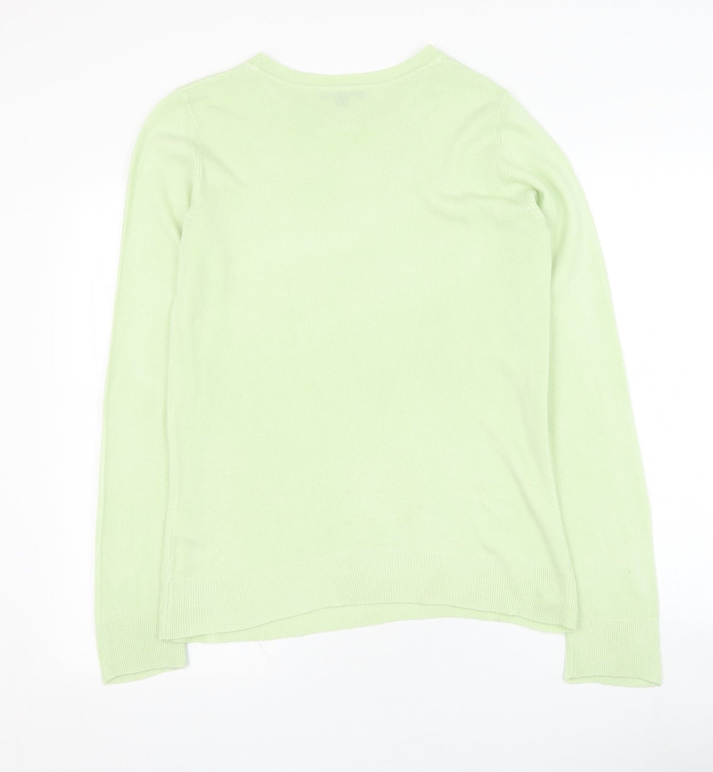 Bonmarché Womens Green Round Neck  Acrylic Pullover Jumper Size 10