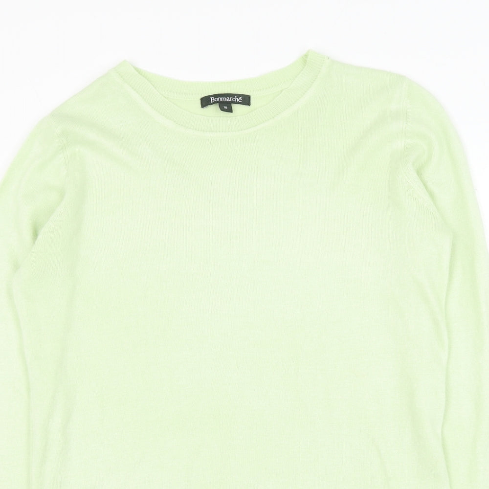 Bonmarché Womens Green Round Neck  Acrylic Pullover Jumper Size 10