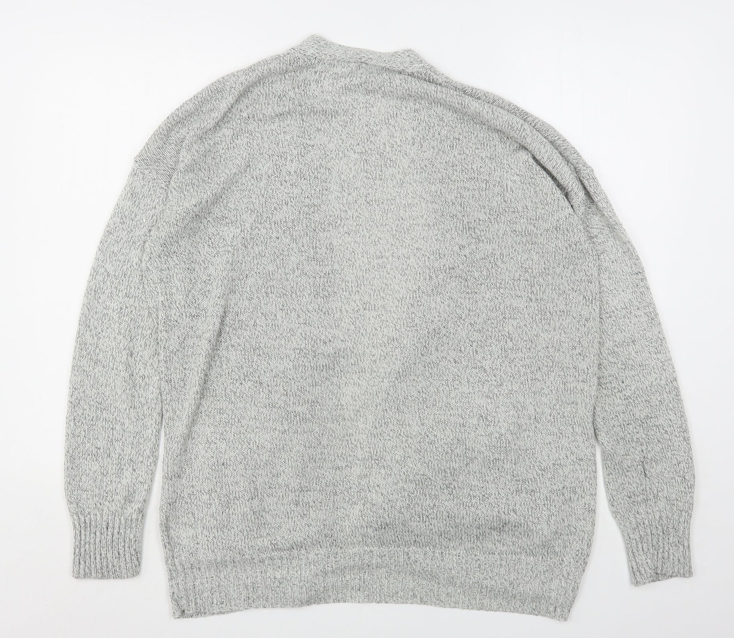 H&M Womens Grey V-Neck  Acrylic Cardigan Jumper Size M