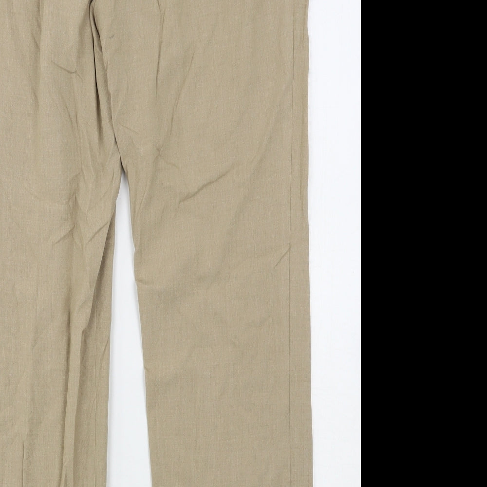 Marks and Spencer Womens Beige  Polyester Trousers  Size 12 L28 in Slim