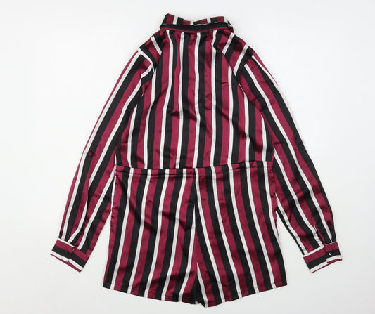 Missguided Womens Multicoloured Striped Polyester Playsuit One-Piece Size 6 L3 in
