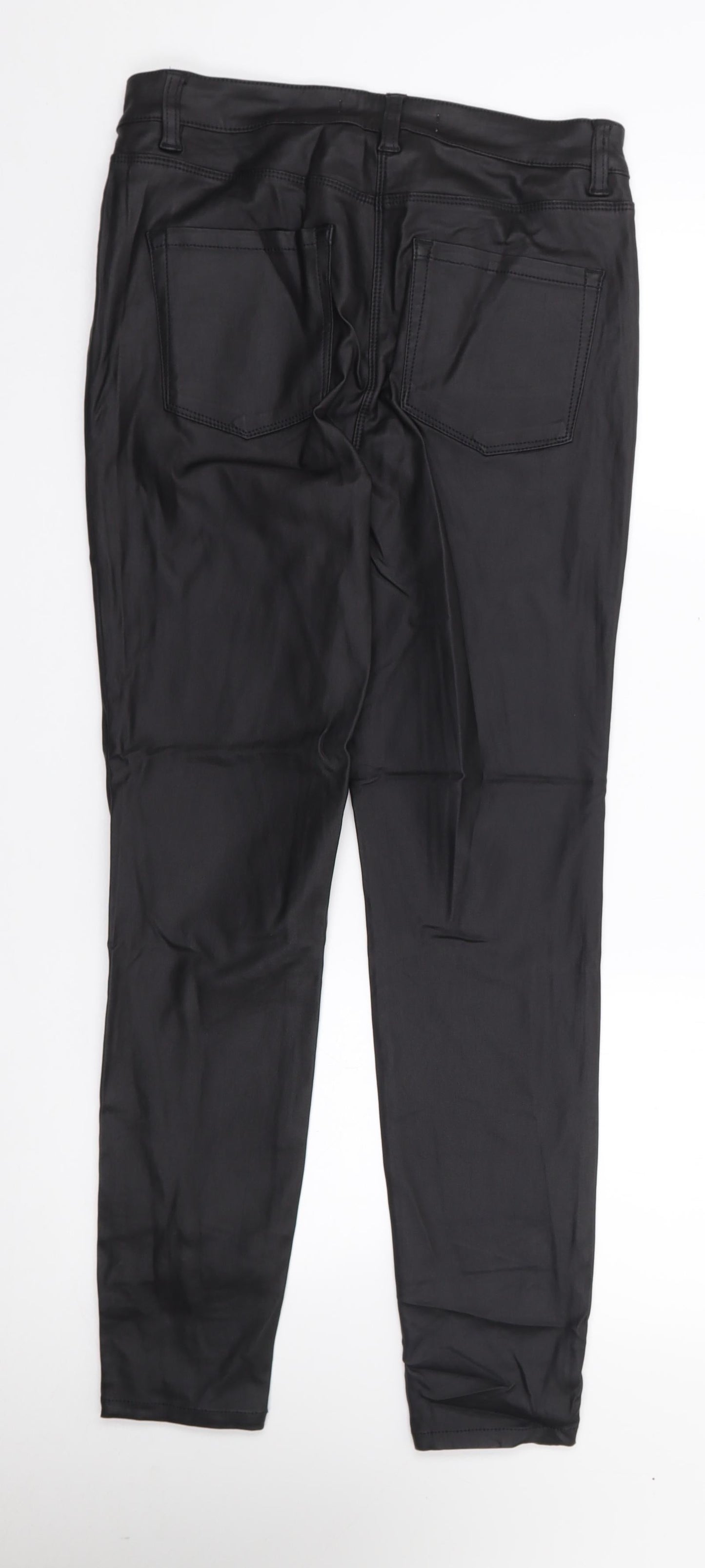 Preworn Womens Black  Polyester Jegging Trousers Size S L28 in Regular Zip - Leather Look