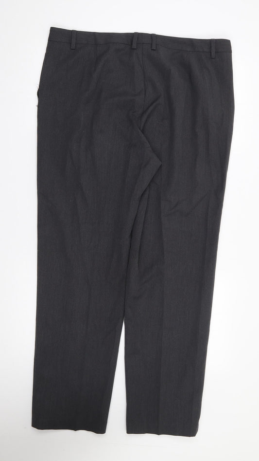 Marks and Spencer Womens Grey  Polyester Trousers  Size 18 L28 in Regular Zip