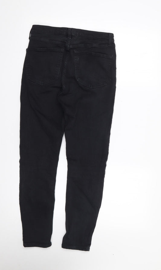 Topshop Womens Black  Cotton Skinny Jeans Size 28 in L26 in Regular Zip
