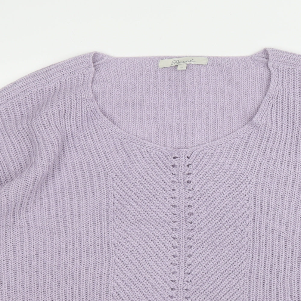 Peacocks Womens Purple Round Neck  Acrylic Pullover Jumper Size M