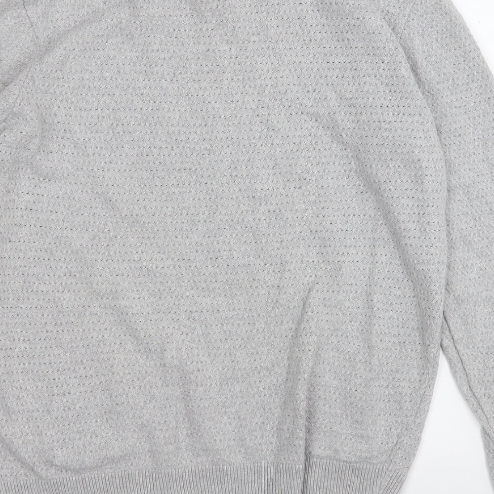 River Island Mens Grey Round Neck  Acrylic Pullover Jumper Size M