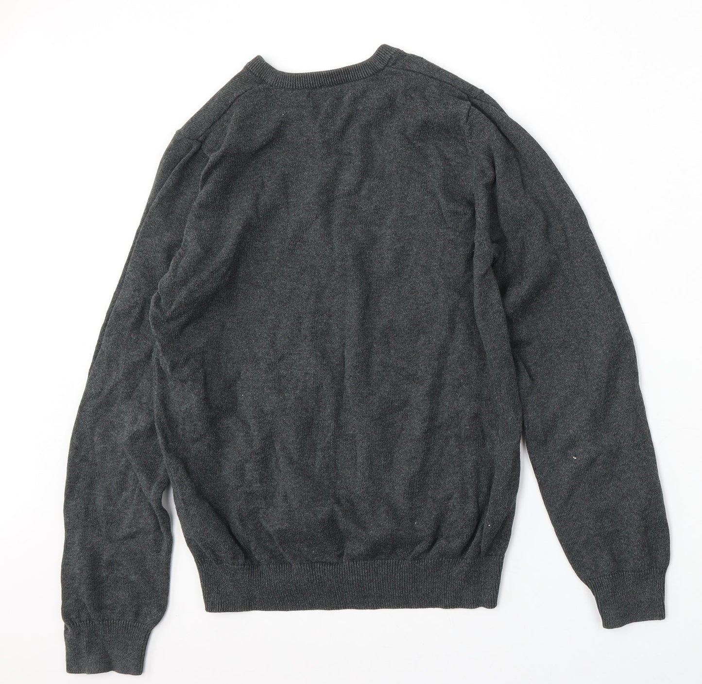Marks and Spencer Womens Grey V-Neck  Cotton Pullover Jumper Size S