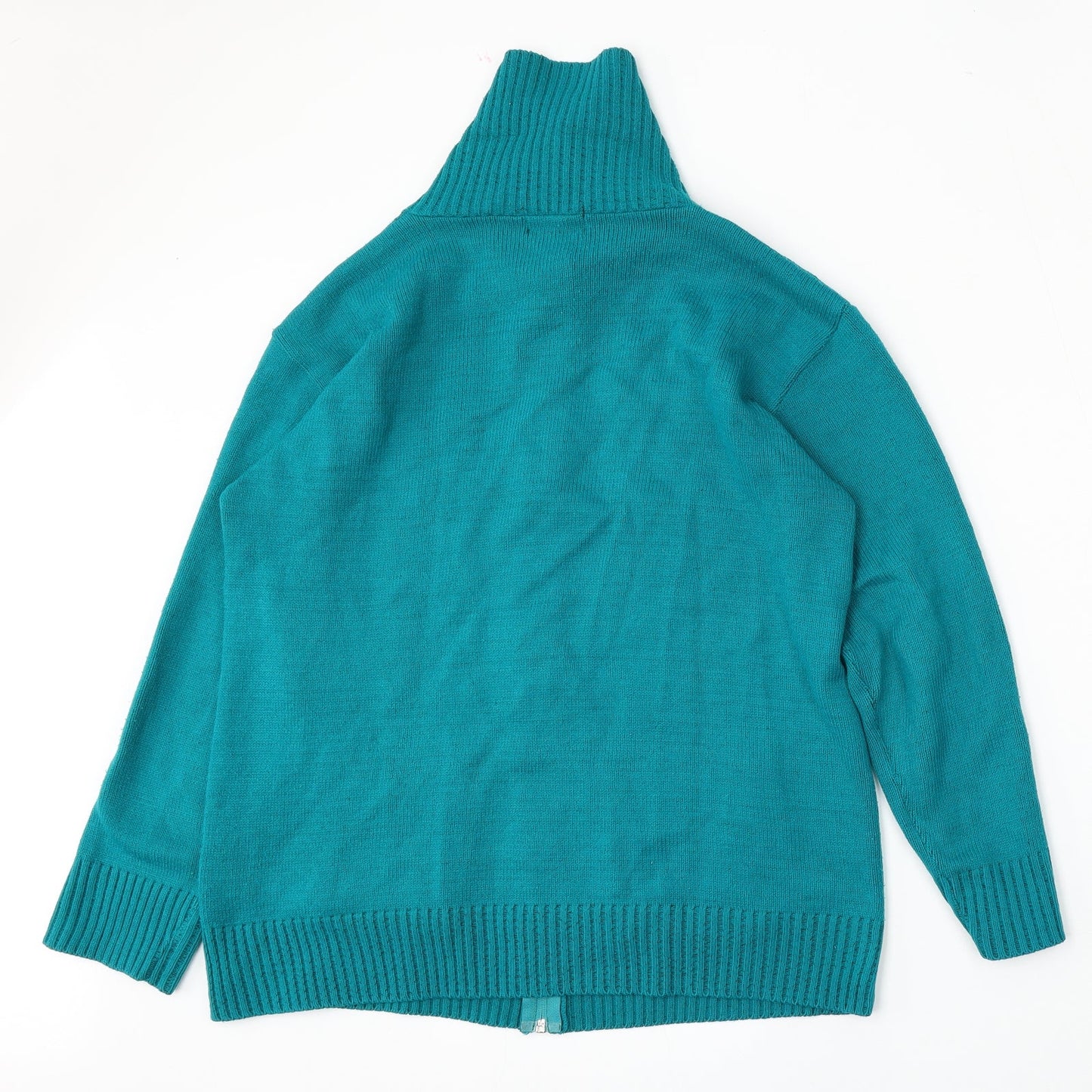 Choice Womens Green Mock Neck  Acrylic Cardigan Jumper Size L