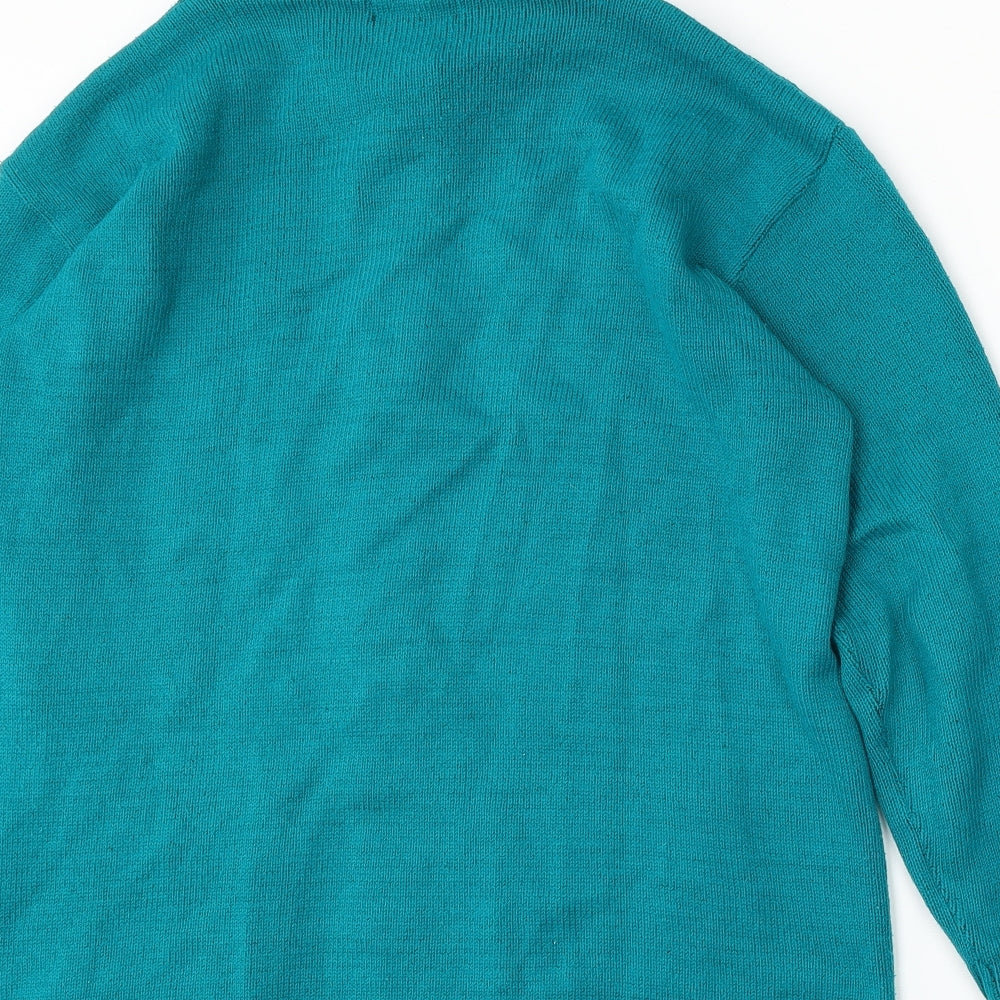 Choice Womens Green Mock Neck  Acrylic Cardigan Jumper Size L